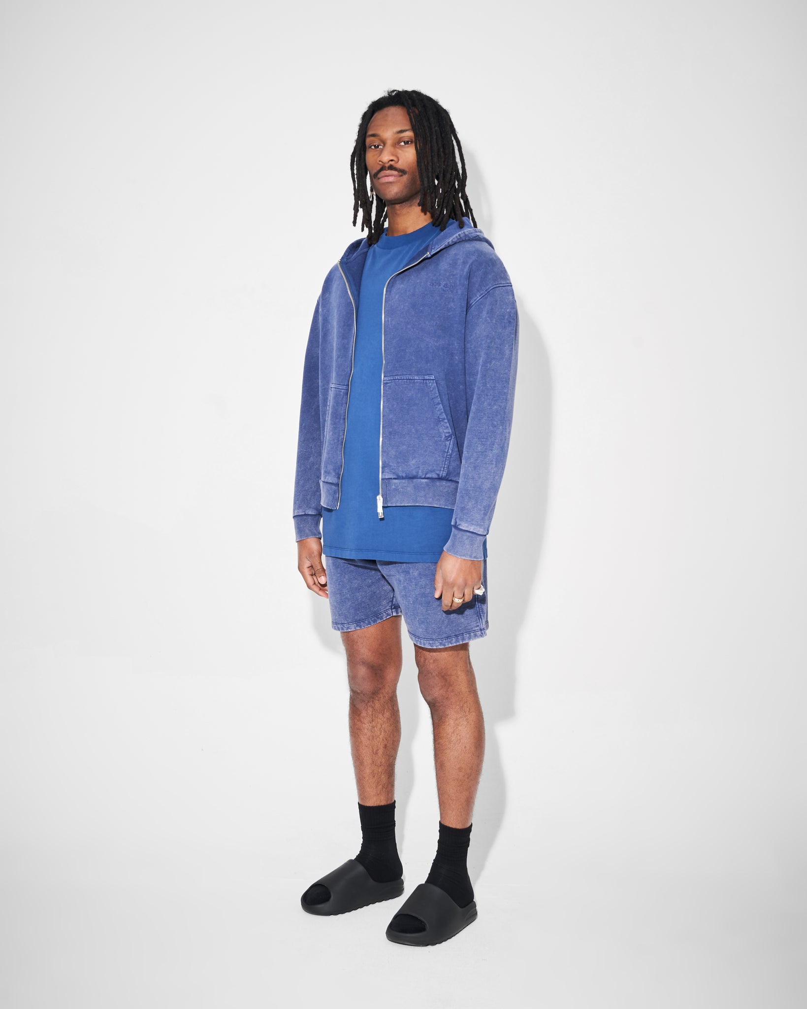 acid wash heavyweight hoodie in blue