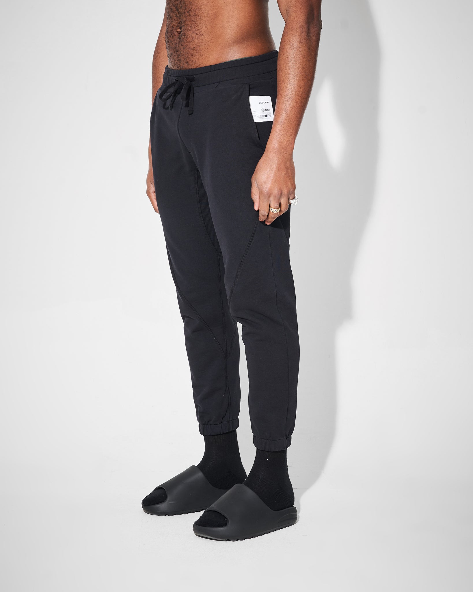 side detail of black heavyweight joggers