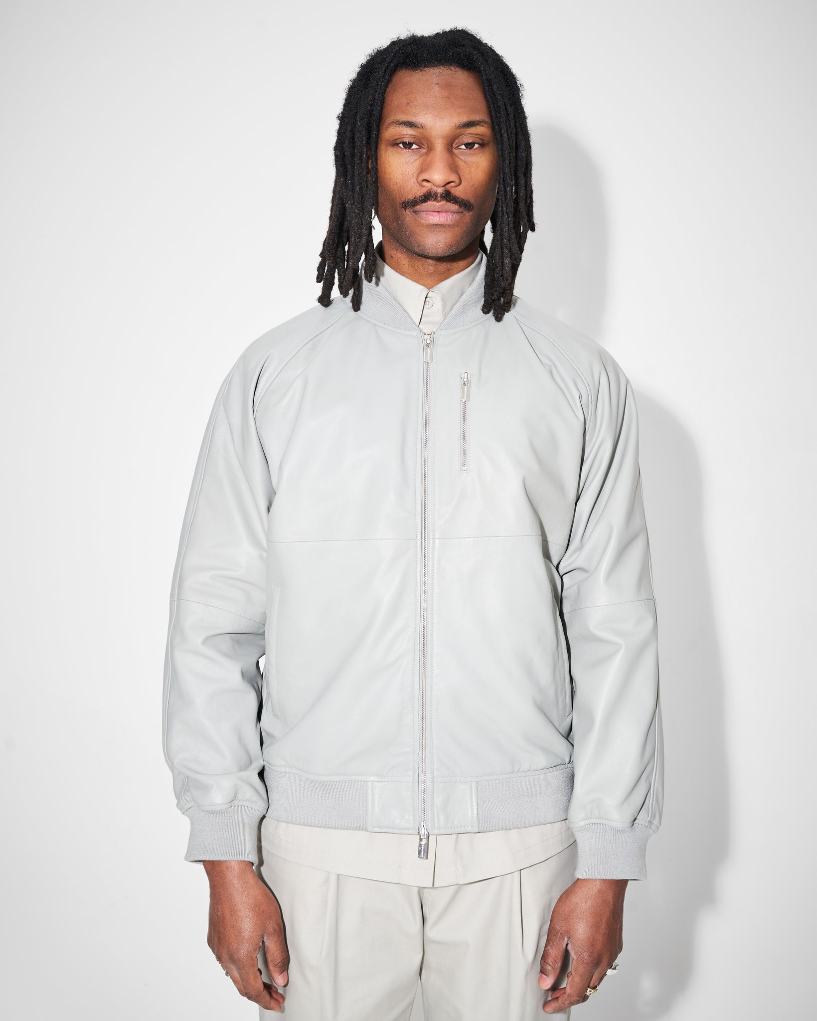 Dinno Leather Jacket in Limestone
