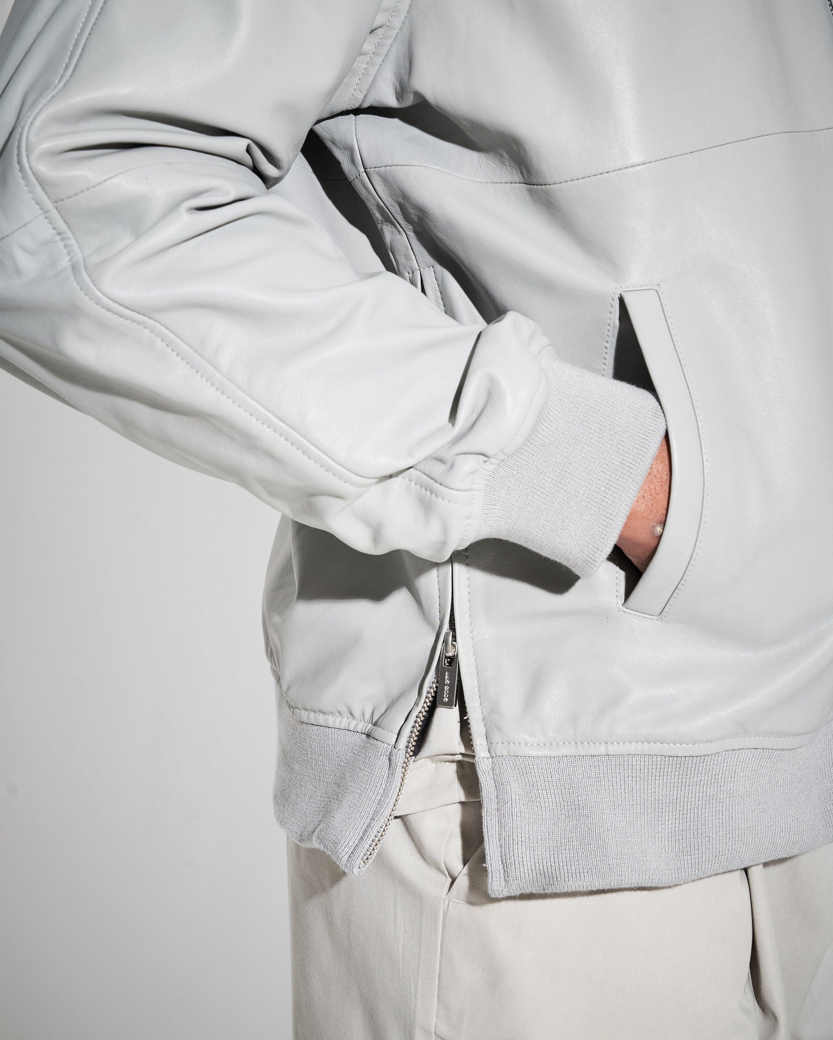 Dinno Leather Jacket in Limestone