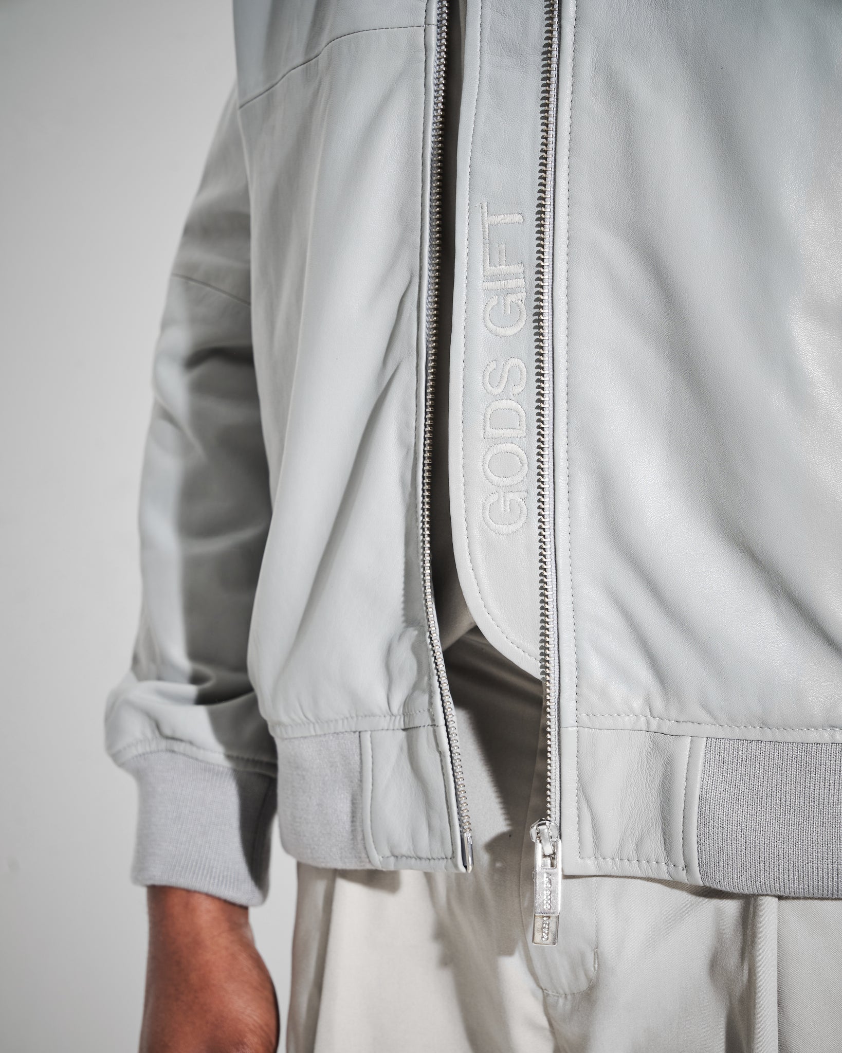 Dinno Leather Jacket in Limestone