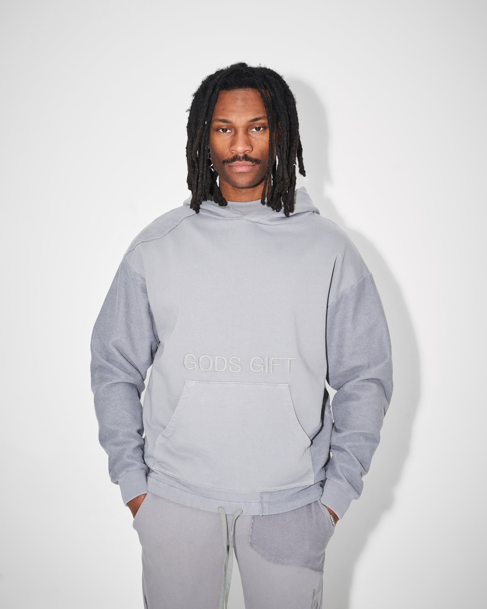 grey heavyweight hoodie in 2 tones